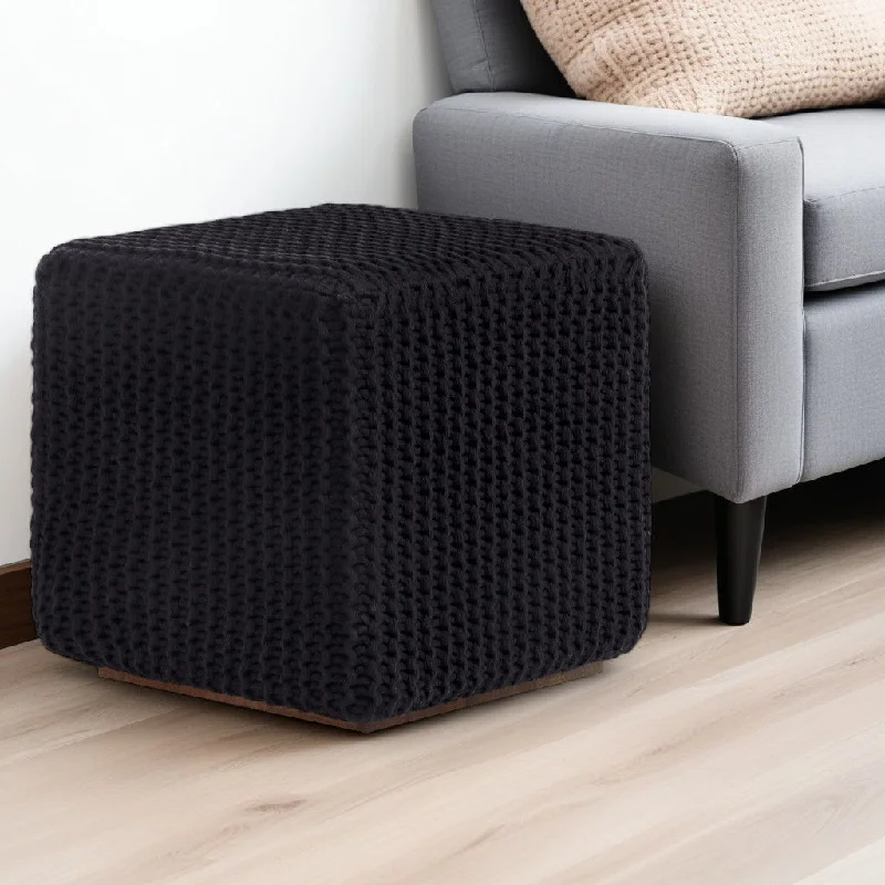 Cotton Blend, Pouf Ottoman - Black