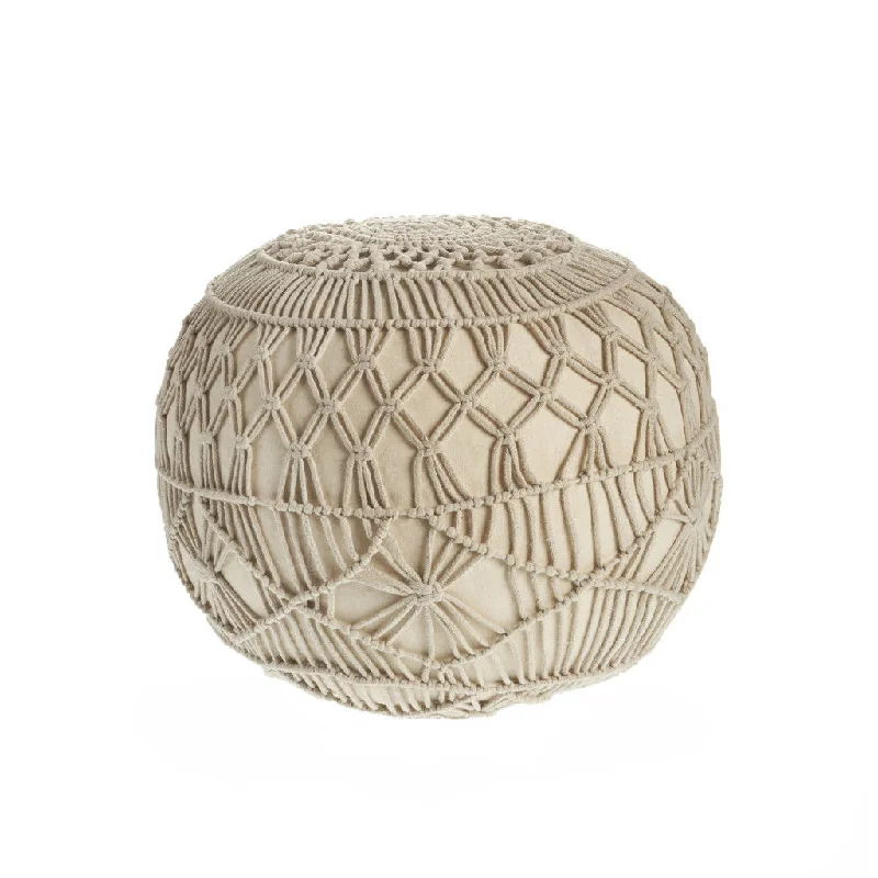 Cotton Ottoman Round - Cream