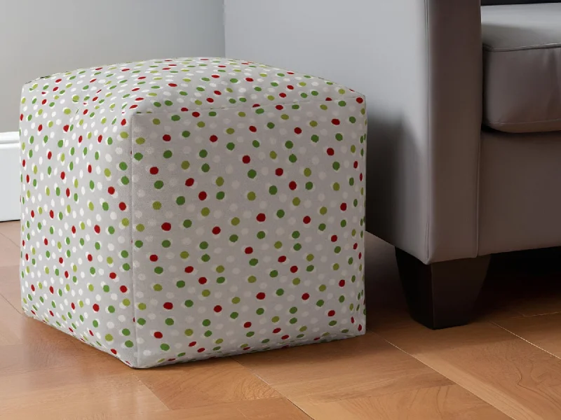 Cotton Polka Dots Pouf Ottoman - Green