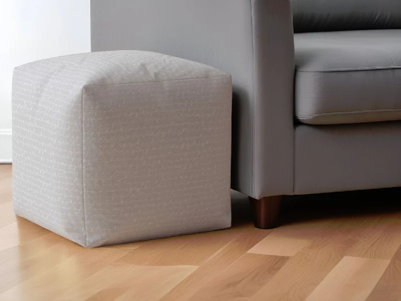 Cotton Pouf Ottoman - Gray