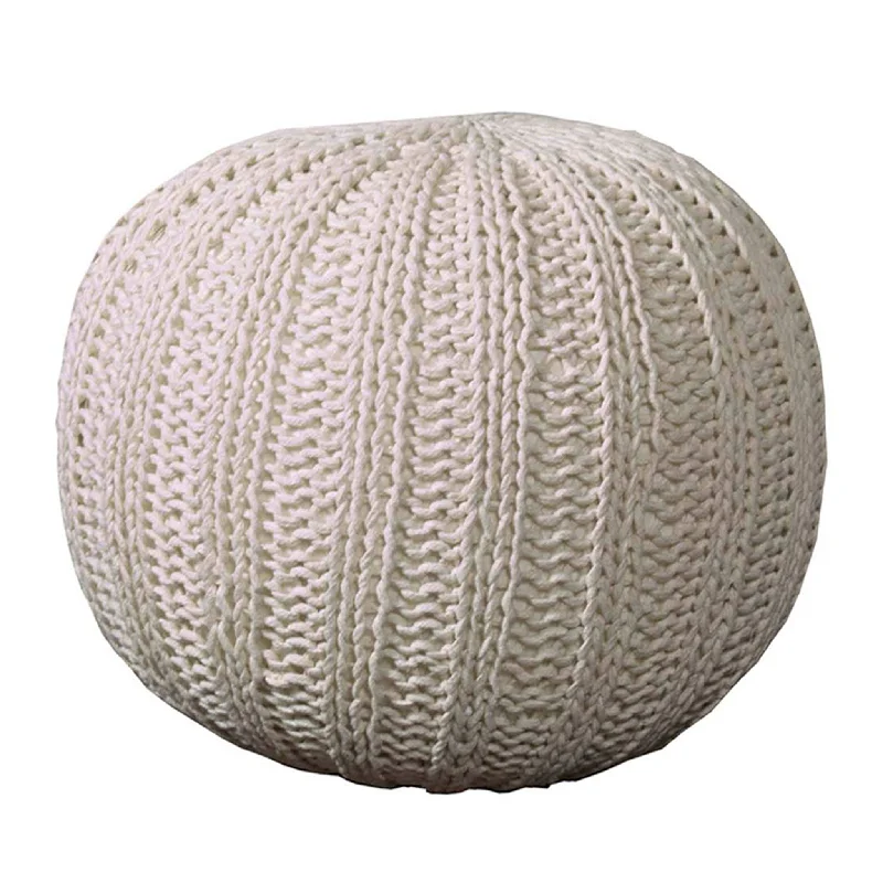 Cotton Round Ottoman - Beige