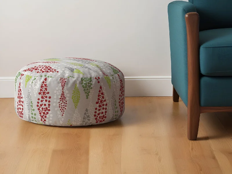 Cotton Round Polka Dots Pouf Ottoman - Ivory