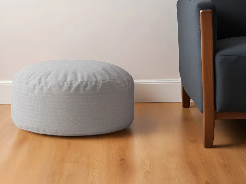 Cotton Round Pouf Ottoman - Gray