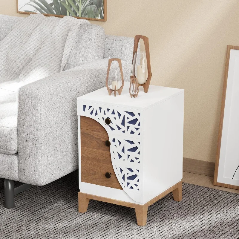 ExBrite ComfyStyle 3-Drawer Handmade Texture Pattern Side Table