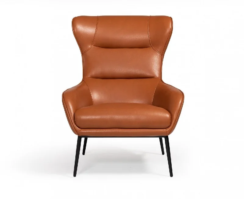 Faux Leather Wingback Chair - Orange And Black