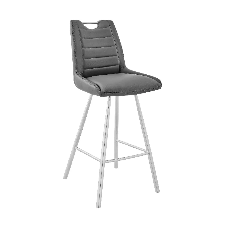 Iron Counter Height Bar Chair - Gray / Silver