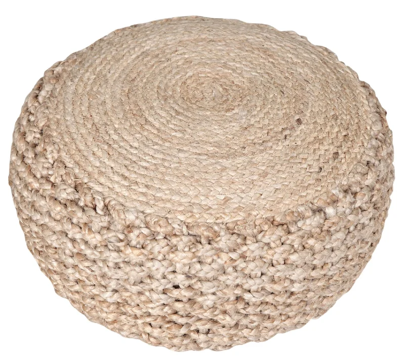 Jute Round Ottoman - Tan