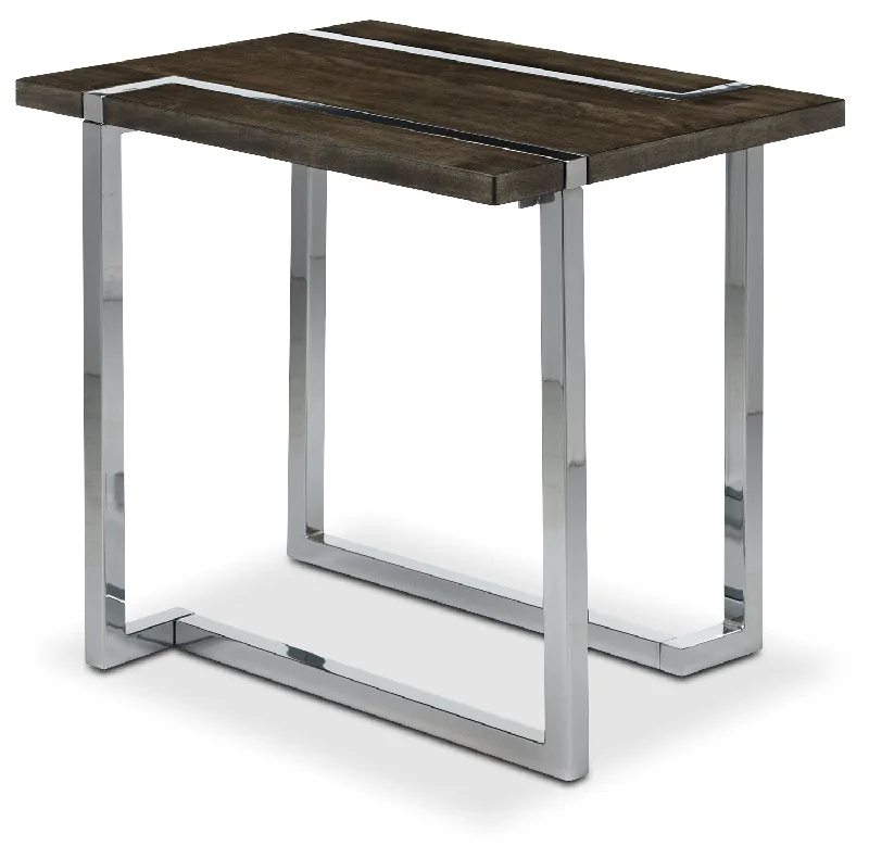 Kieran End Table - Charcoal and Chrome