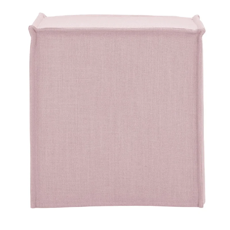 Linen Floral Ottoman - Light Pink