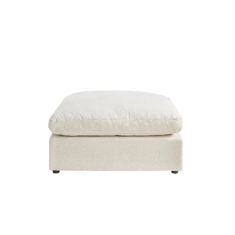 Linen Ottoman - White / Black