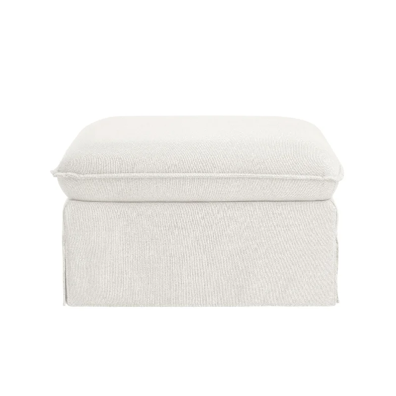 Linen Ottoman - White