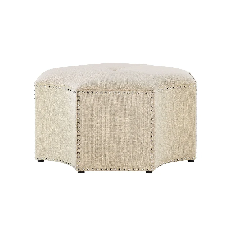 Linen Specialty Cocktail Ottoman - Beige