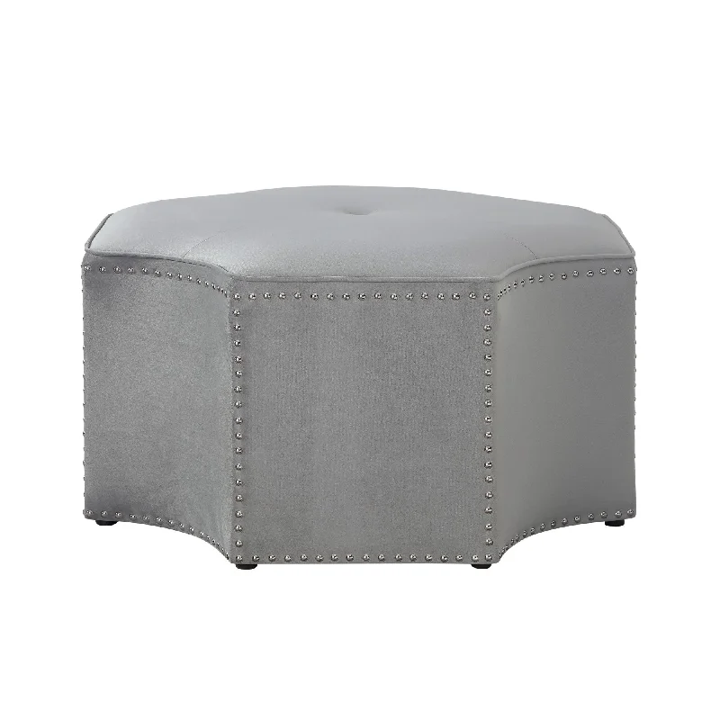 Linen Specialty Cocktail Ottoman - Gray