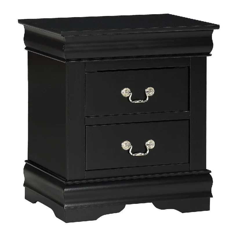 Louis Phillipe Black Transitional 2 Drawer Nightstand End Table 1-Pc