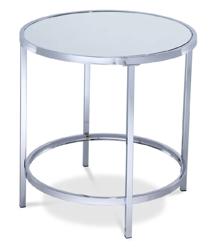 Mira 24" End Table - Mirrored Glass, Silver