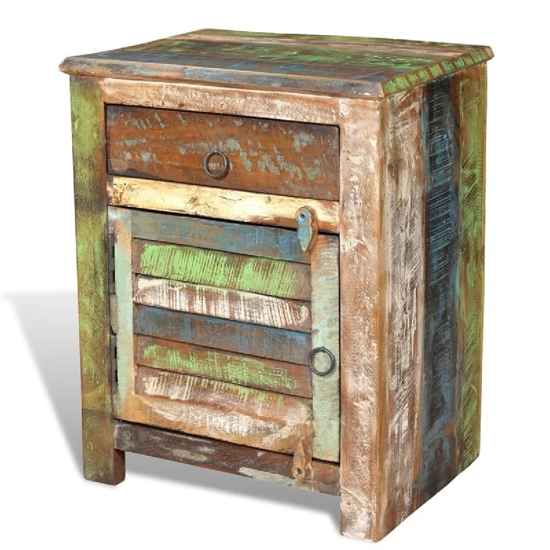 Nightstands End Table with 1 Drawer and 1 Door for Home Reclaimed Wood