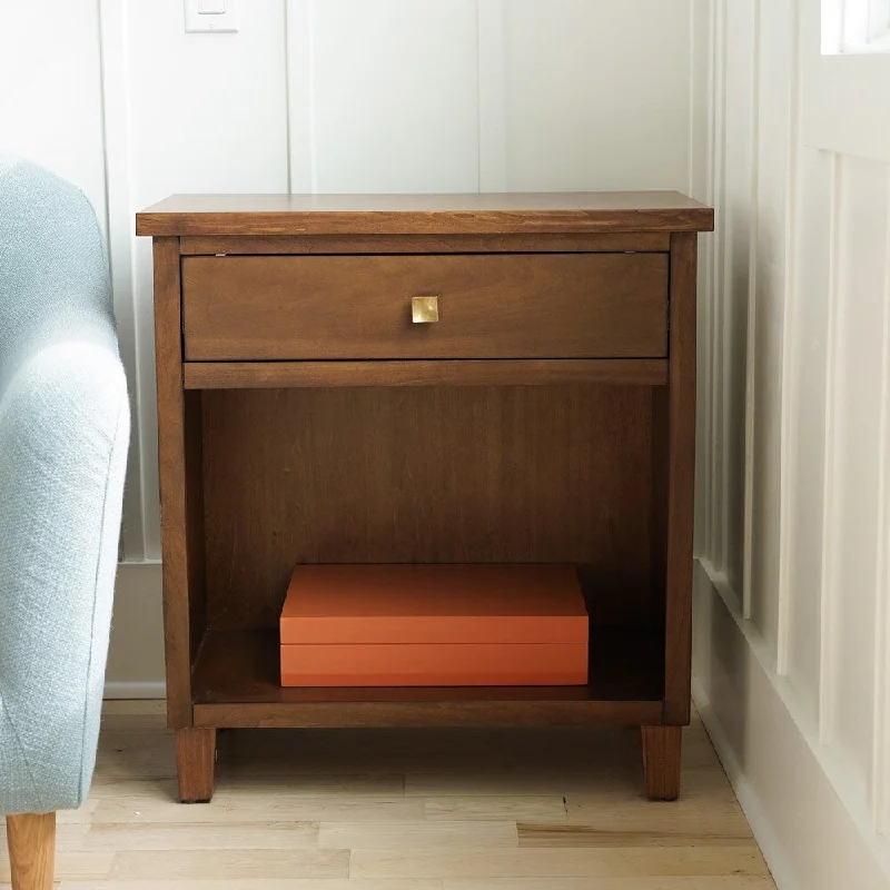 Posh Pollen Caden Deco Walnut Nightstand End Table