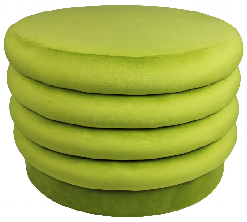 Round Velvet Tufted Cocktail Ottoman - Green