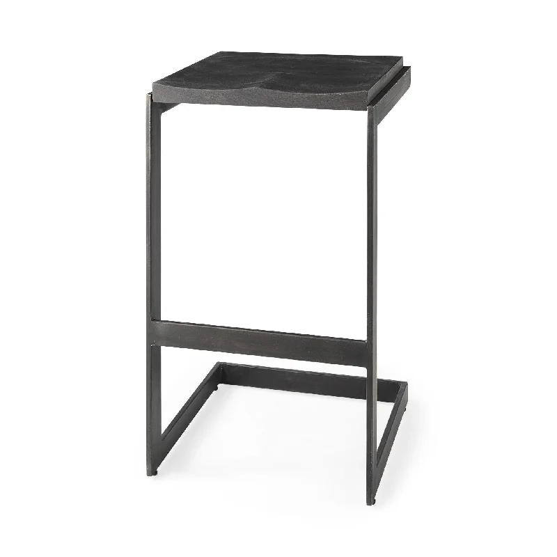 Solid Wood Backless Bar Height Bar Chair - Black