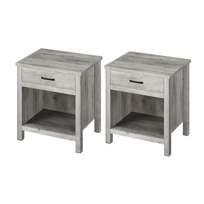 Square Nightstand, Modern End Table with Drawer