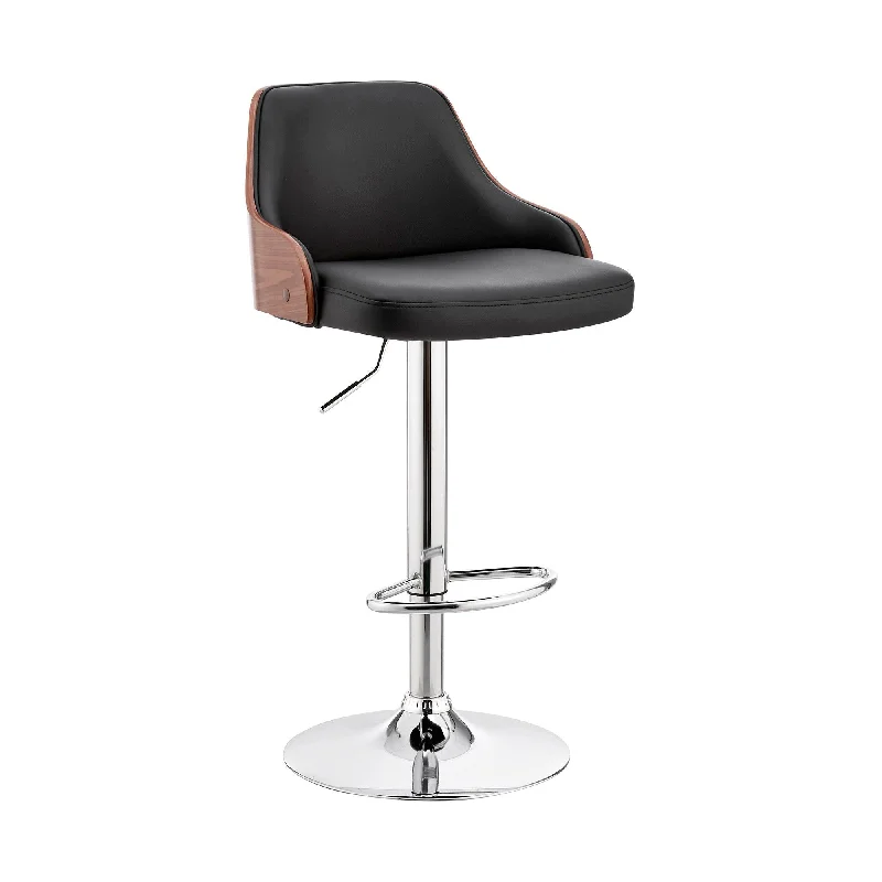 Swivel Adjustable Height Bar Chair - Black / Silver