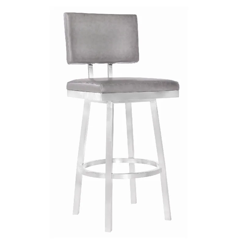 Swivel Counter Height Bar Chair - Light Gray / Silver