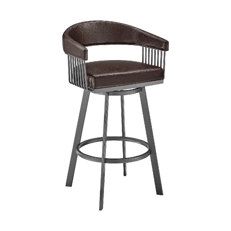 Swivel Low Back Bar Height Bar Chair - Chocolate And Gray