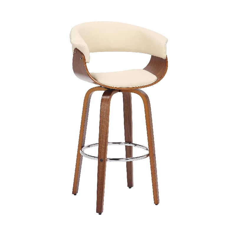 Swivel Low Back Bar Height Bar Chair - Cream / Brown