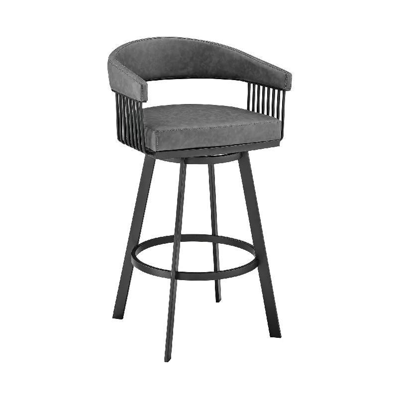 Swivel Low Back, Counter Height Bar Chair - Gray / Black