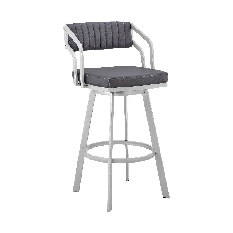 Swivel Low Back Counter Height Bar Chair - Slate Gray / Silver