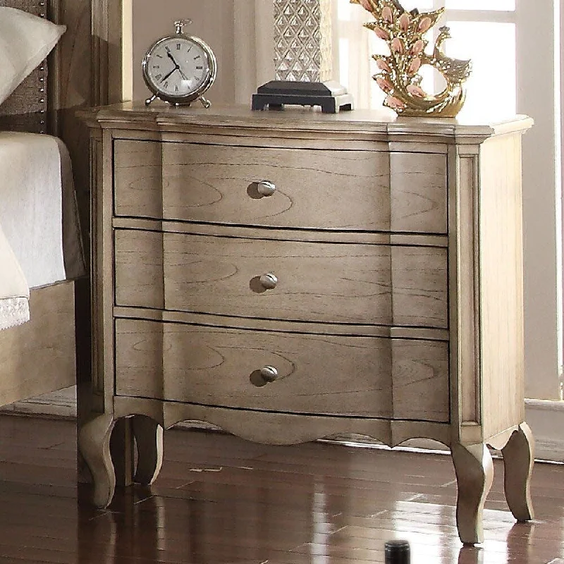 Transitional Assembled Wooden Nightstand, End Table with 3- Drawers