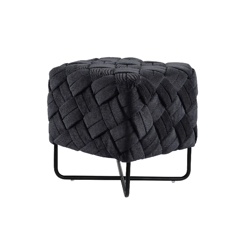 Velvet Cube Ottoman - Black