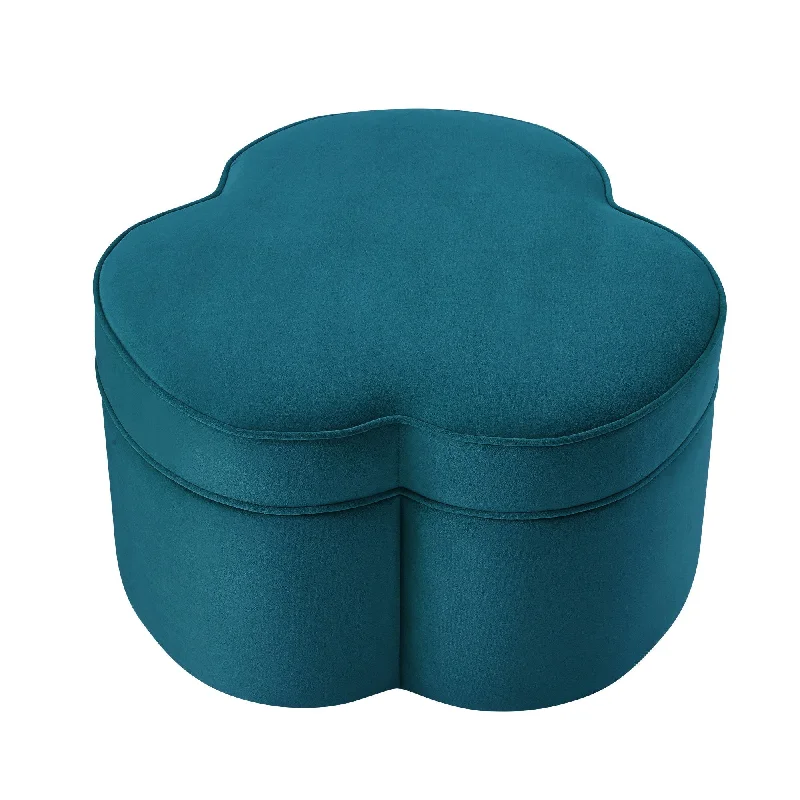 Velvet Specialty Cocktail Ottoman - Teal Blue