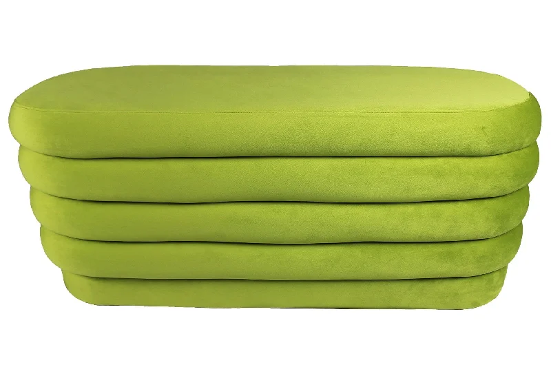 Velvet Tufted Oval Ottoman - Green