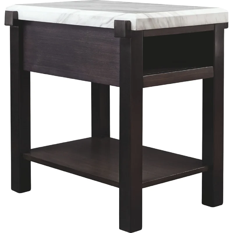 Ashfair Chair Side End Table - Dark Brown/White