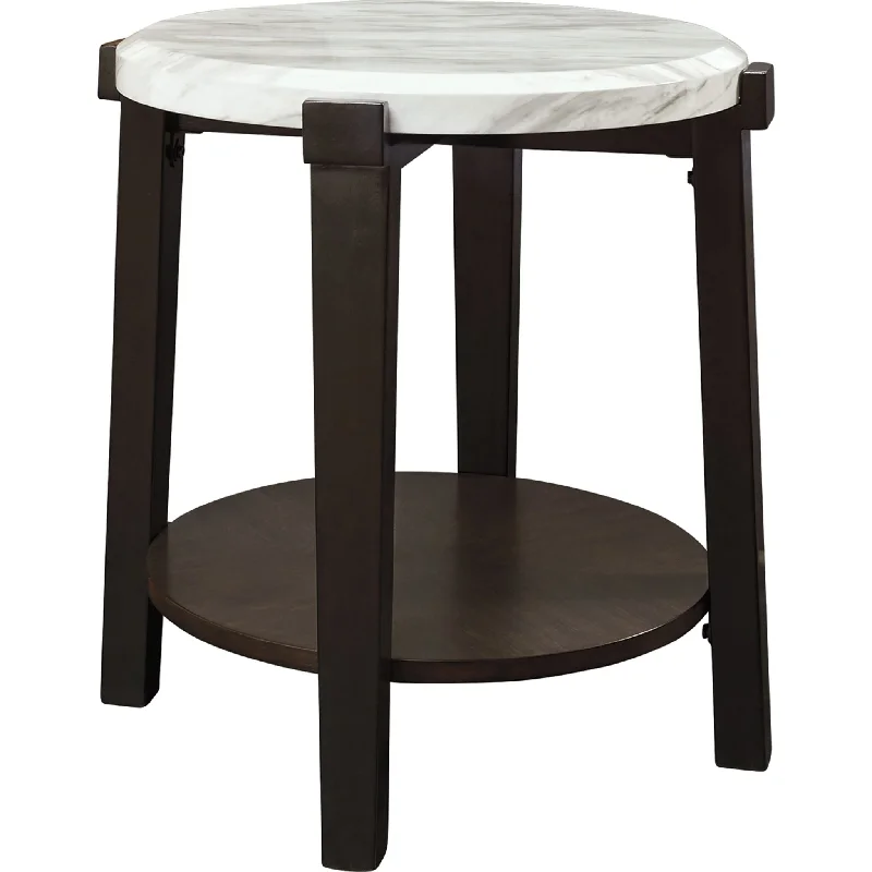 Ashfair End Table - Dark Brown/White