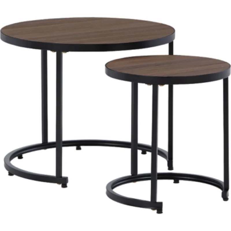 Ayla Outdoor Nesting End Table (set of 2) - Brown/Black