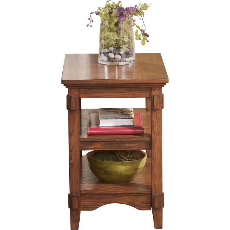 Cross Island Chair Side End Table - Medium Brown