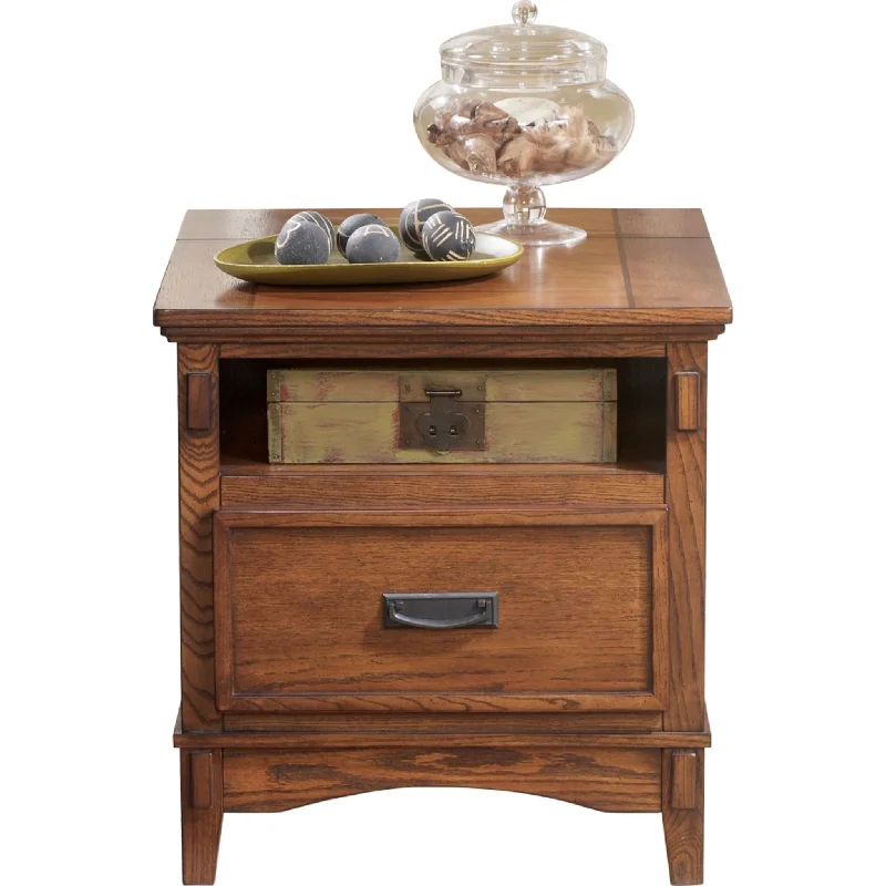 Cross Island End Table - Medium Brown